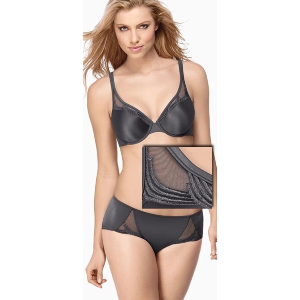 WACOAL 845188 Lingerie Briefs Panties in Gray with Detail Size S Stretch Satin